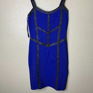 bebe Royal Blue Dress with Black Chevron Straps